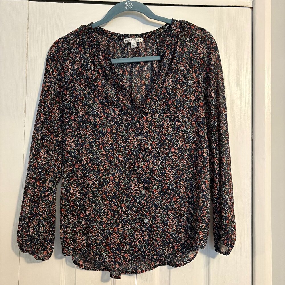 J. Crew Mercantile Floral Button-Up Blouse